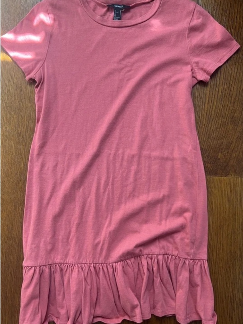 Forever 21 Rose Pink Ruffle-Hem Tee Dress